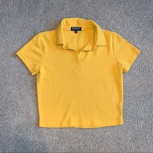 Yellow Collard Crop Top